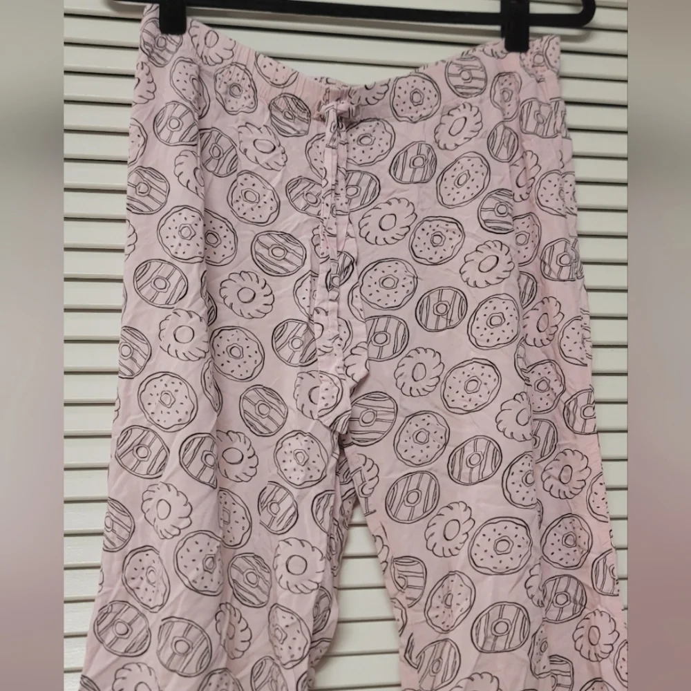 XXI Forever 21 - Pink & Black Doughnut Lightweight Pajama Pants With Drawstring